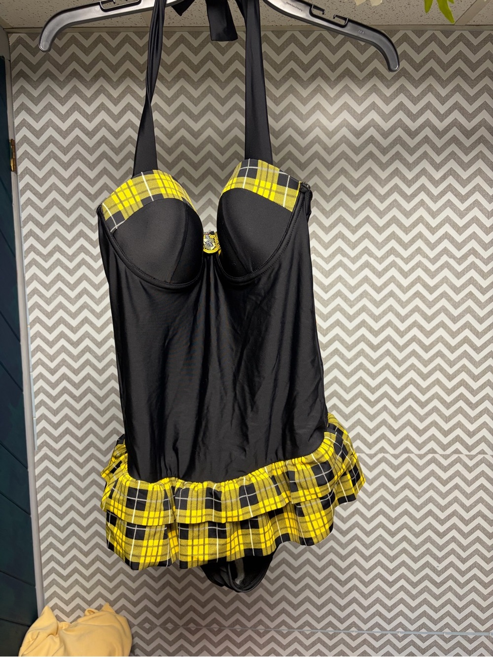 NWT Black Harry Potter Swim Bathing Suit with Hufflepuff Accents from Hot Topic